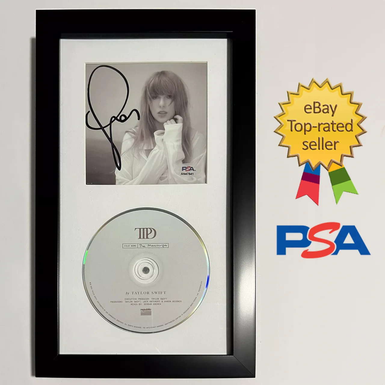 Taylor Swift Signed Tortured Poets TTPD Framed CD PSA/DNA COA Autographed WOW, image 2