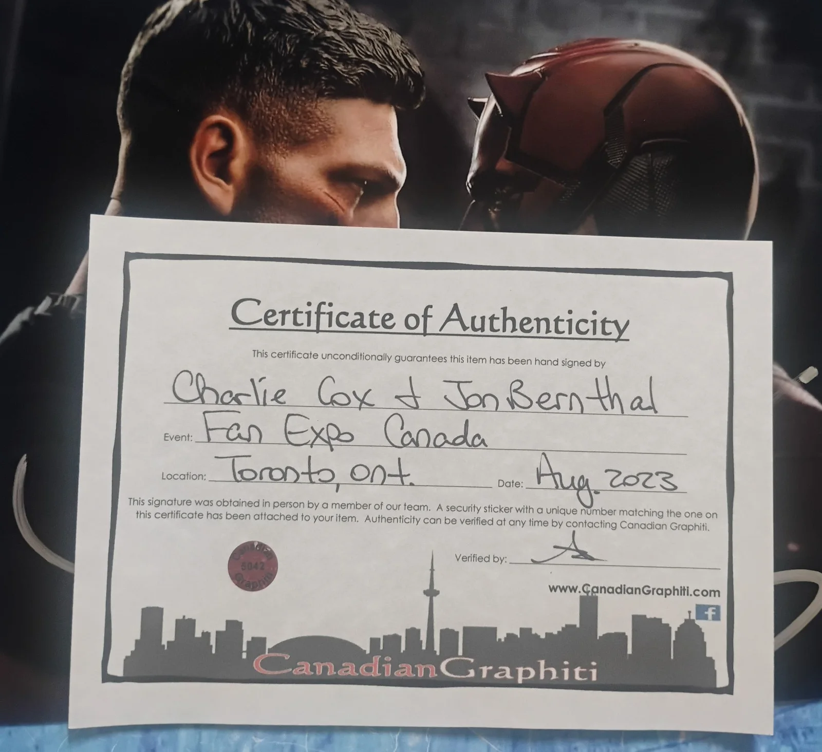 Charlie Cox & Jon Bernthal Hand Signed 8x10 Photo COA Daredevil NO US TARIFFS, image 5