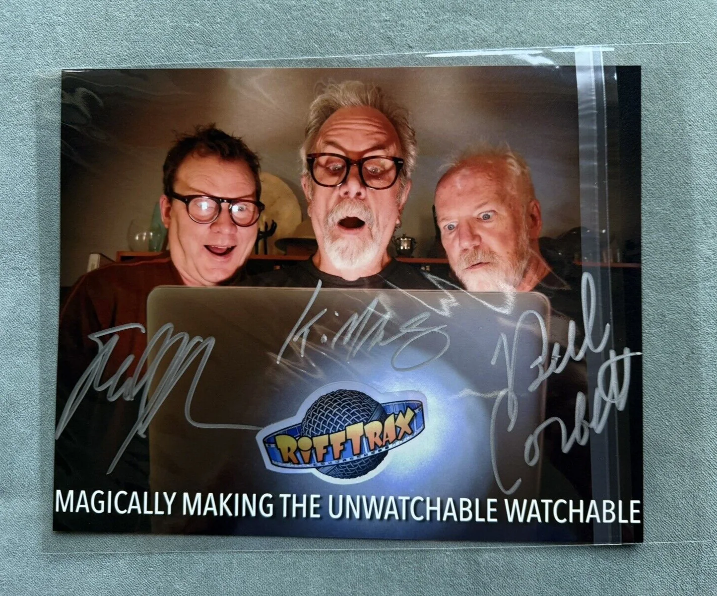 Mike Nelson, Kevin Murphy, Bill Corbett — Rifftrax - Autographed Photo by Mike, Kevin & Bill! UNWATCHABLE Version!, image 2