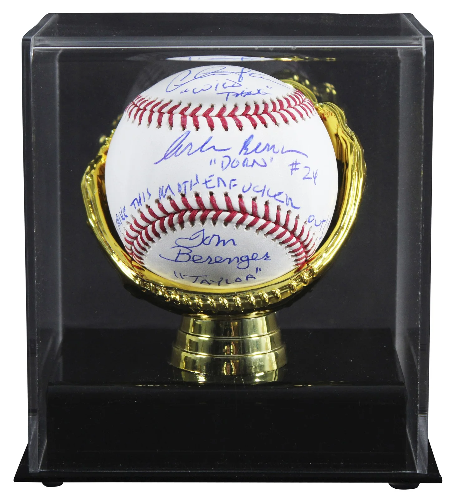 Charlie Sheen, Tom Berenger & Corbin Bernsen — Major League (3) Sheen, Berenger & Bernsen Signed Oml Baseball W/ Case BAS Wit 1