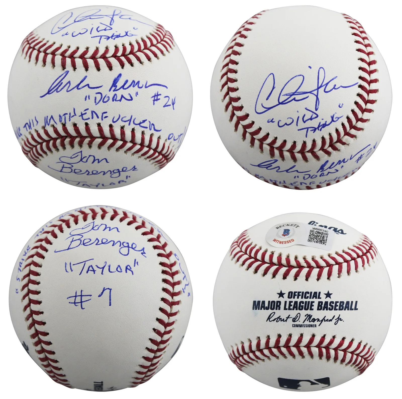 Charlie Sheen, Tom Berenger, Corbin Bernsen — Major League (3) Sheen, Berenger & Bernsen Signed Oml Baseball W/ Case BAS Wit 1, image 2