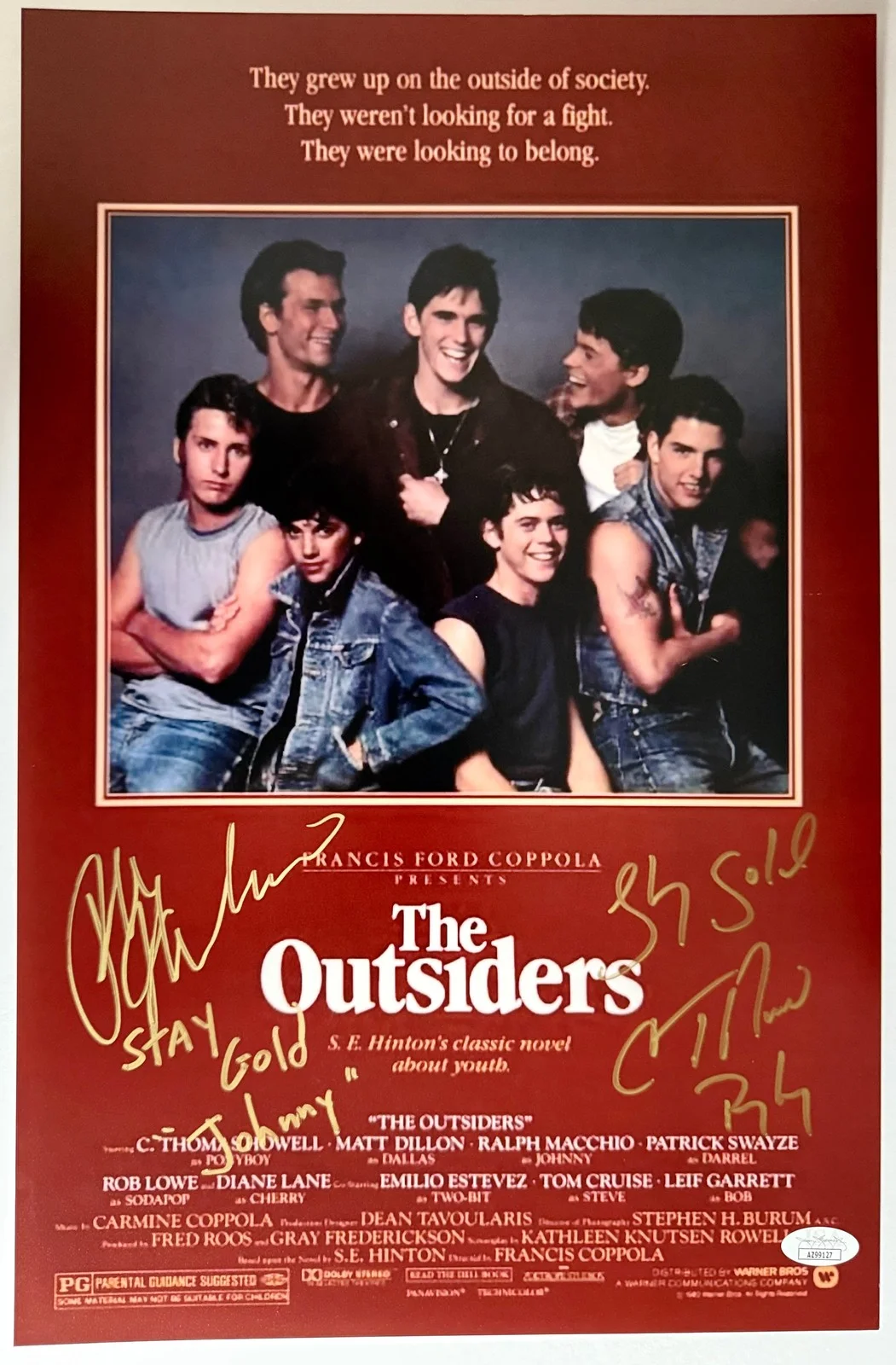 Ralph Macchio, C. Thomas Howell — Macchio, Howell Signed 11x17 Photo "Stay Gold" The Outsiders JSA Private Signing