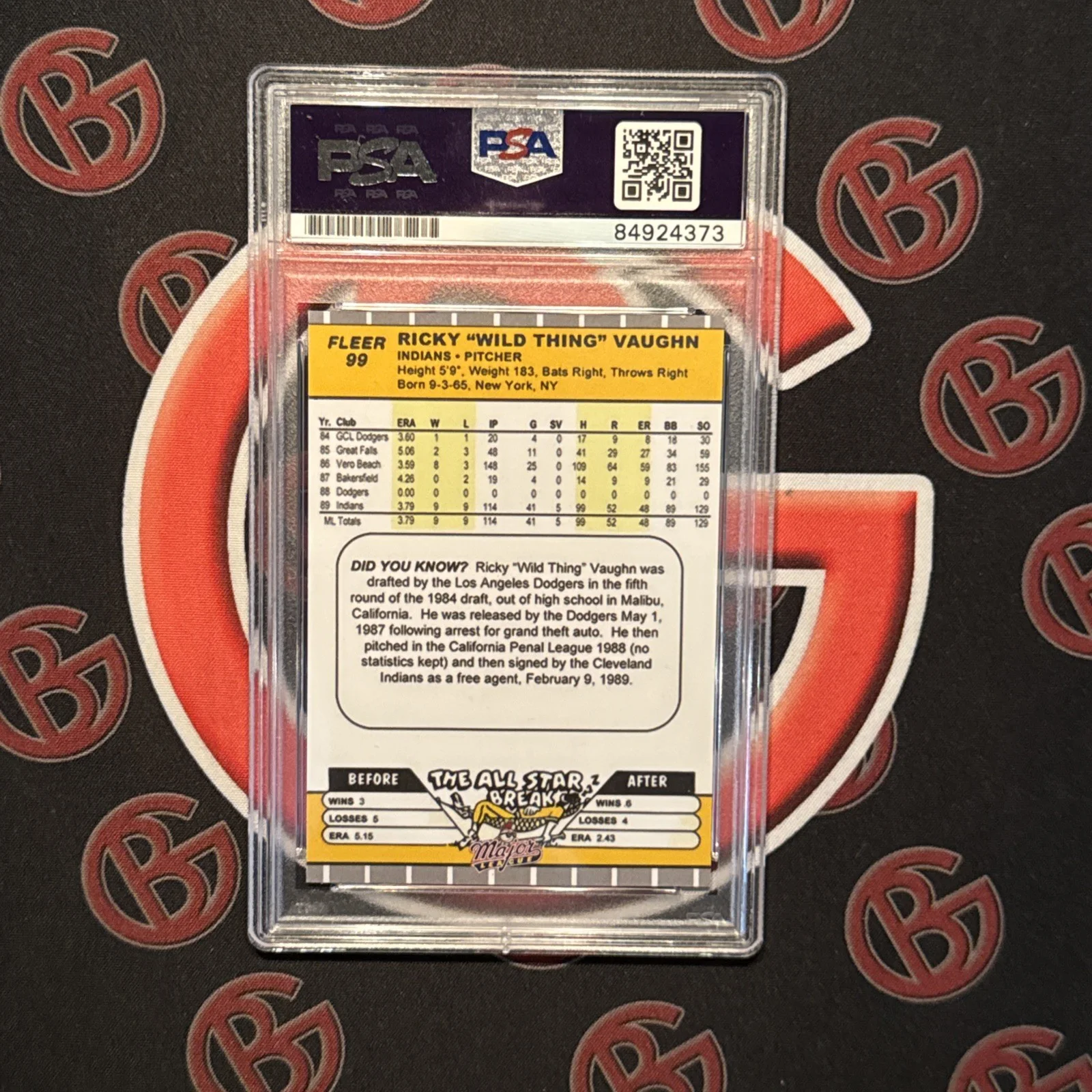 Charlie Sheen — Charlie Sheen Signed Ricky Wild Thing Vaughn Autographed Baseball Card PSA AUTO, image 2