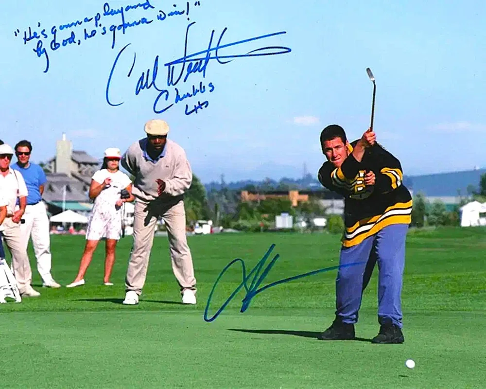 ADAM SANDLER — HAPPY GILMORE ADAM SANDLER CARL WEATHERS SIGNED 8X10 PHOTO AUTOGRAPH GOLF POSTER