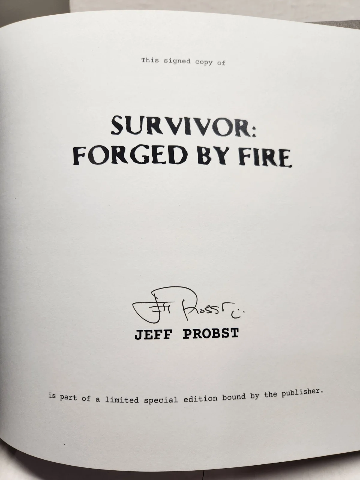 Jeff Probst — AUTOGRAPHED Jeff Probst SIGNED Book Survivor Forged By Fire 50 Season AUTOGRAPH, image 2