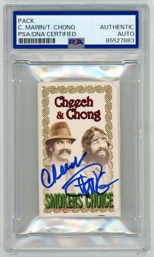 Cheech Marin Tommy Chong — Cheech Marin Tommy Chong SIGNED Rolling Papers Cheech & Chong PSA Autograph Slab