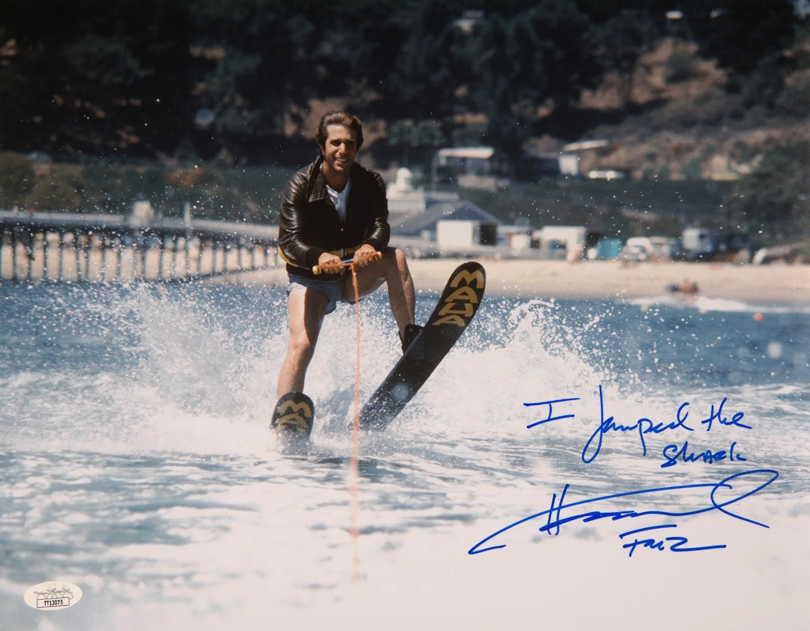 Henry Winkler — Henry Winkler Signed 11x14 Photo "I Jumped the Shark" JSA COA Private Signing