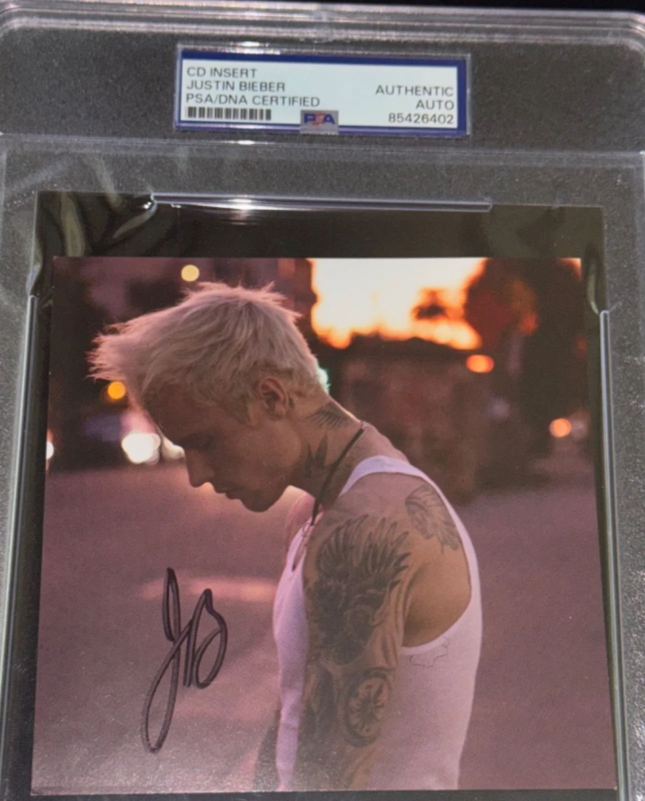 Signed Justin Bieber CD Autographed Yummy #2 w/ Tattoos Jacket Insert Auto PSA, image 2