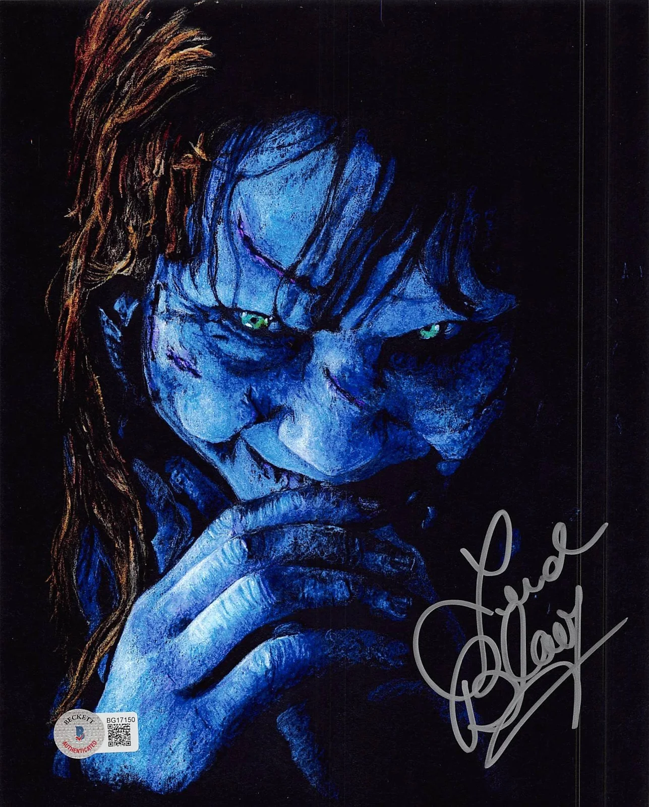 Linda Blair — Linda Blair The Exorcist Authentic Signed 8x10 Vertical Blue Face Photo BAS, image 3