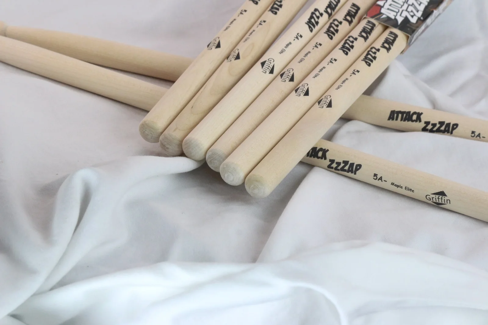 Drum Sticks -12 Pairs Attack Zzap by GRIFFIN - 5A Maple Wood Percussion Drumming, image 3