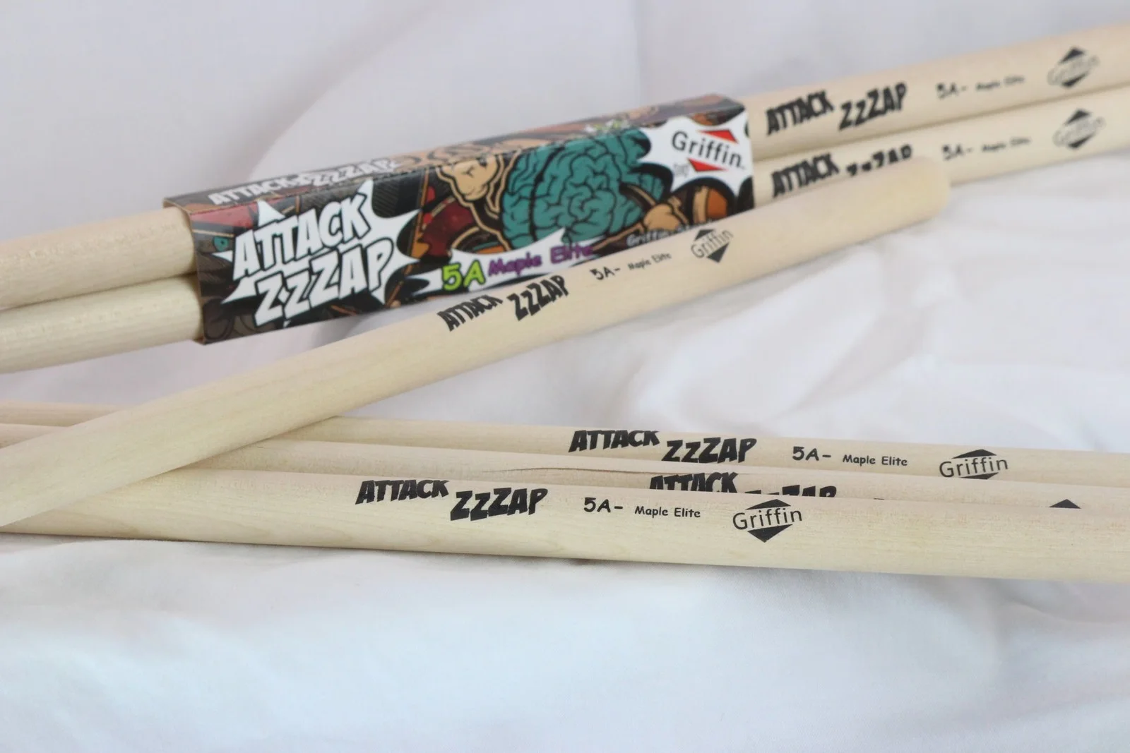 Drum Sticks -12 Pairs Attack Zzap by GRIFFIN - 5A Maple Wood Percussion Drumming, image 4