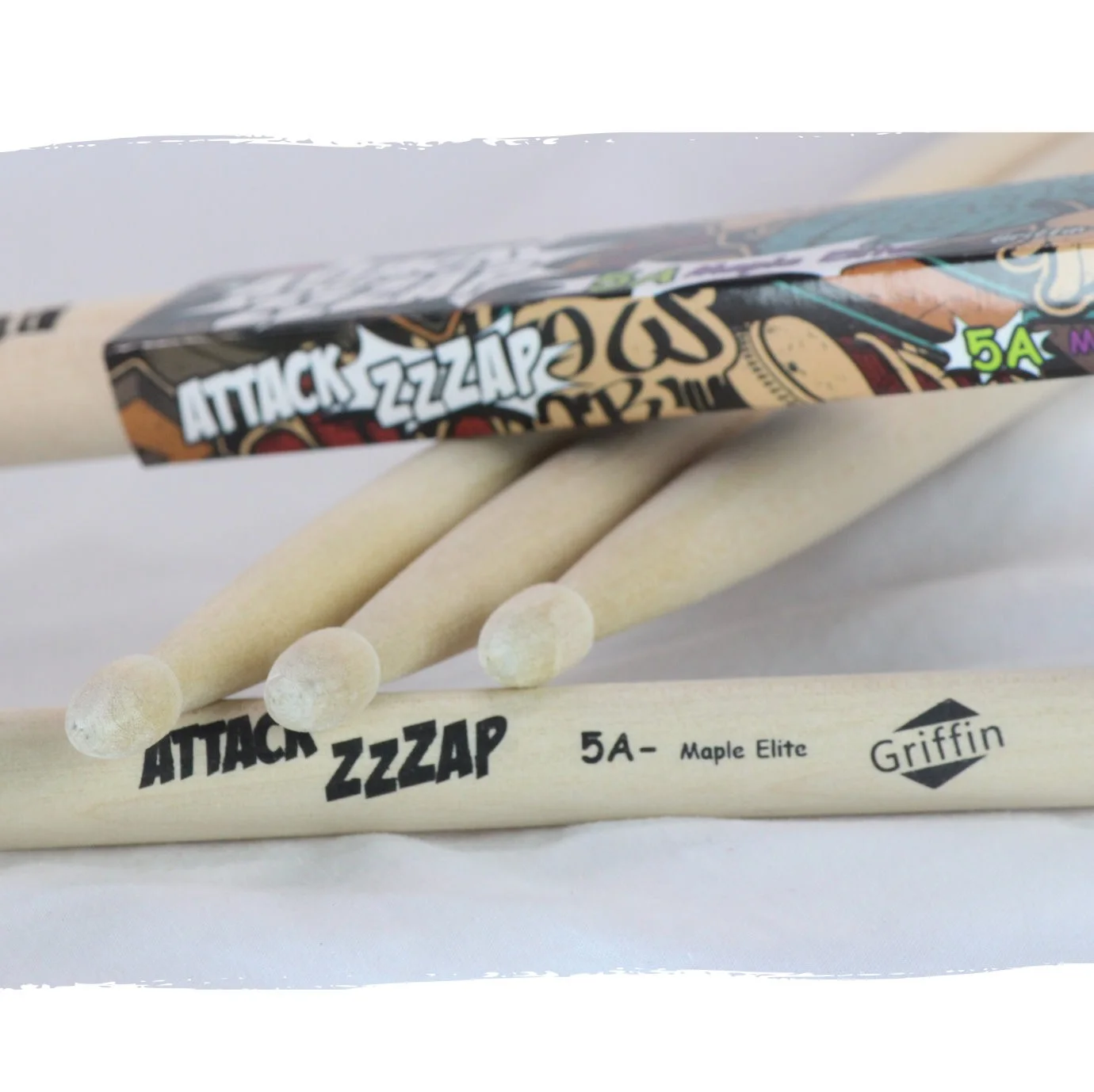 Drum Sticks -12 Pairs Attack Zzap by GRIFFIN - 5A Maple Wood Percussion Drumming, image 5
