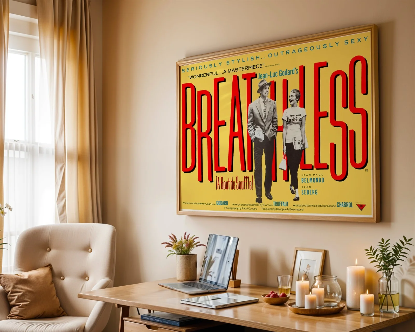 Breathless - 1960 Avant Garde Crime Drama Restored 30" x 40" UK Quad Poster, image 4