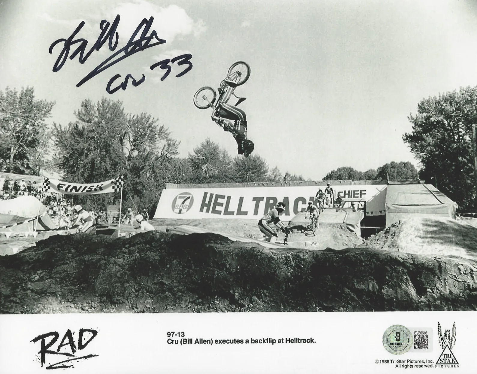 BILL ALLEN SIGNED 'RAD' CRU JONES #33 8x10 MOVIE PHOTO BAS 2 BECKETT COA PROOF, изображение 2