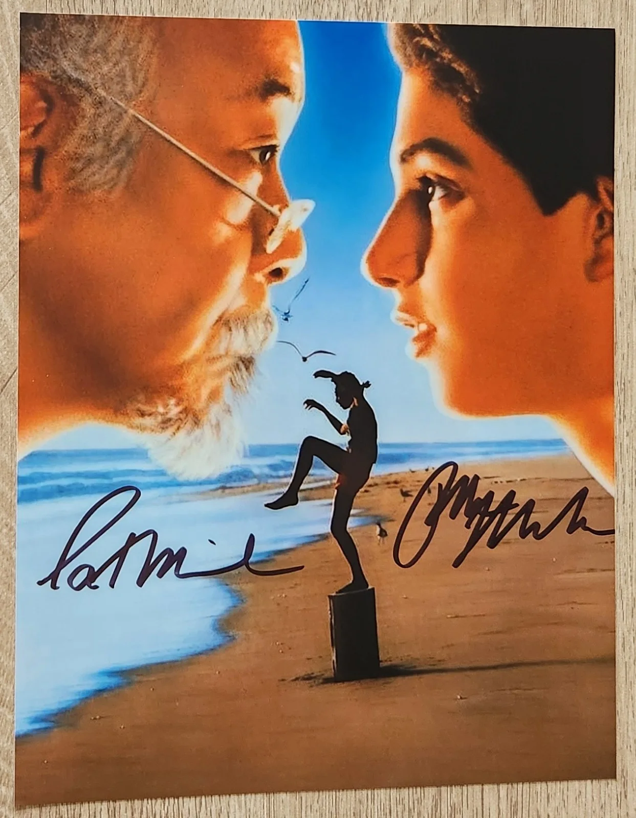 Pat Morita / Ralph Macchio — Pat Morita / Ralph Macchio Karate Kid Signed 8x10 with COA