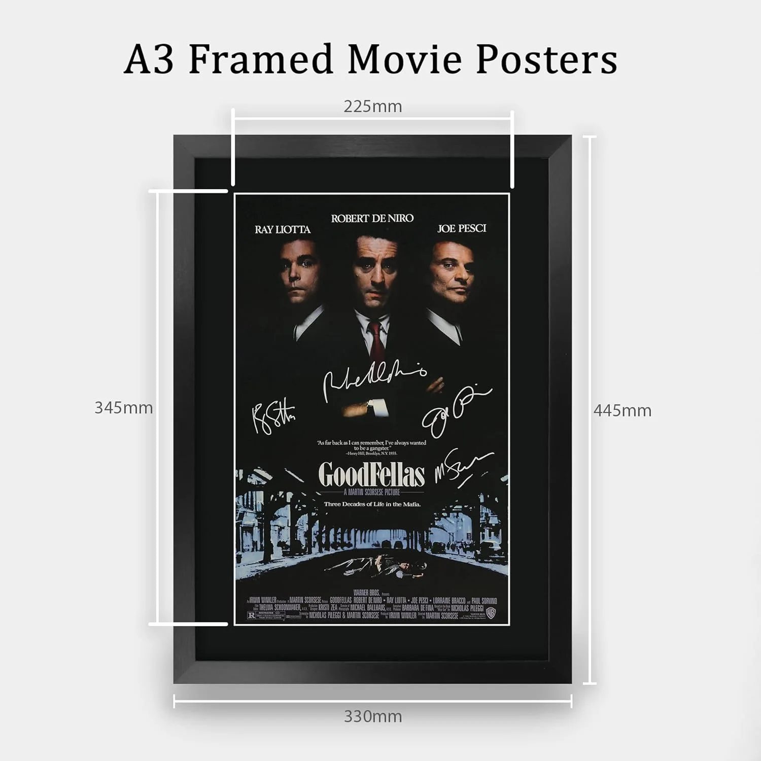 Goodfellas Movie Poster The Cast Signed 16 x 12 inch Framed Gift Printed Autogra, image 2