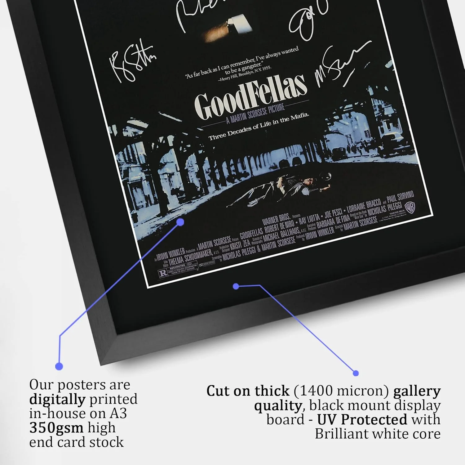 Goodfellas Movie Poster The Cast Signed 16 x 12 inch Framed Gift Printed Autogra, image 4