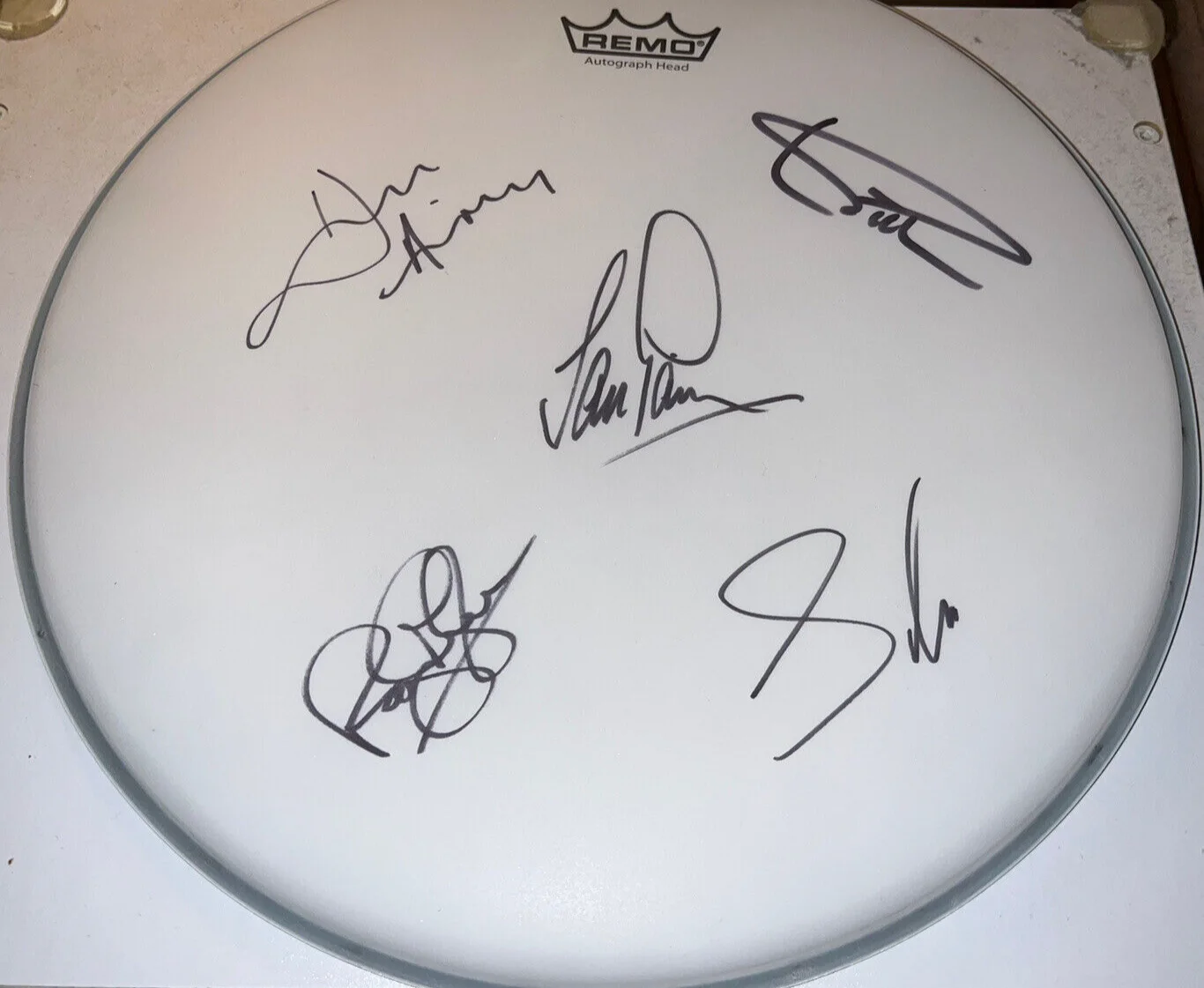 DEEP PURPLE SIGNED 14" REMO DRUMHEAD JSA COA NEW LINE UP AUTOGRAPHED BY FIVE X5!, image 3