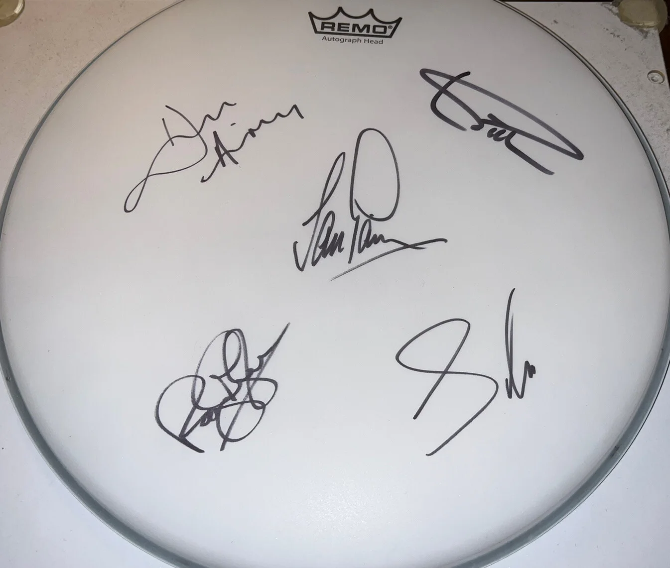 DEEP PURPLE SIGNED 14" REMO DRUMHEAD JSA COA NEW LINE UP AUTOGRAPHED BY FIVE X5!, image 4