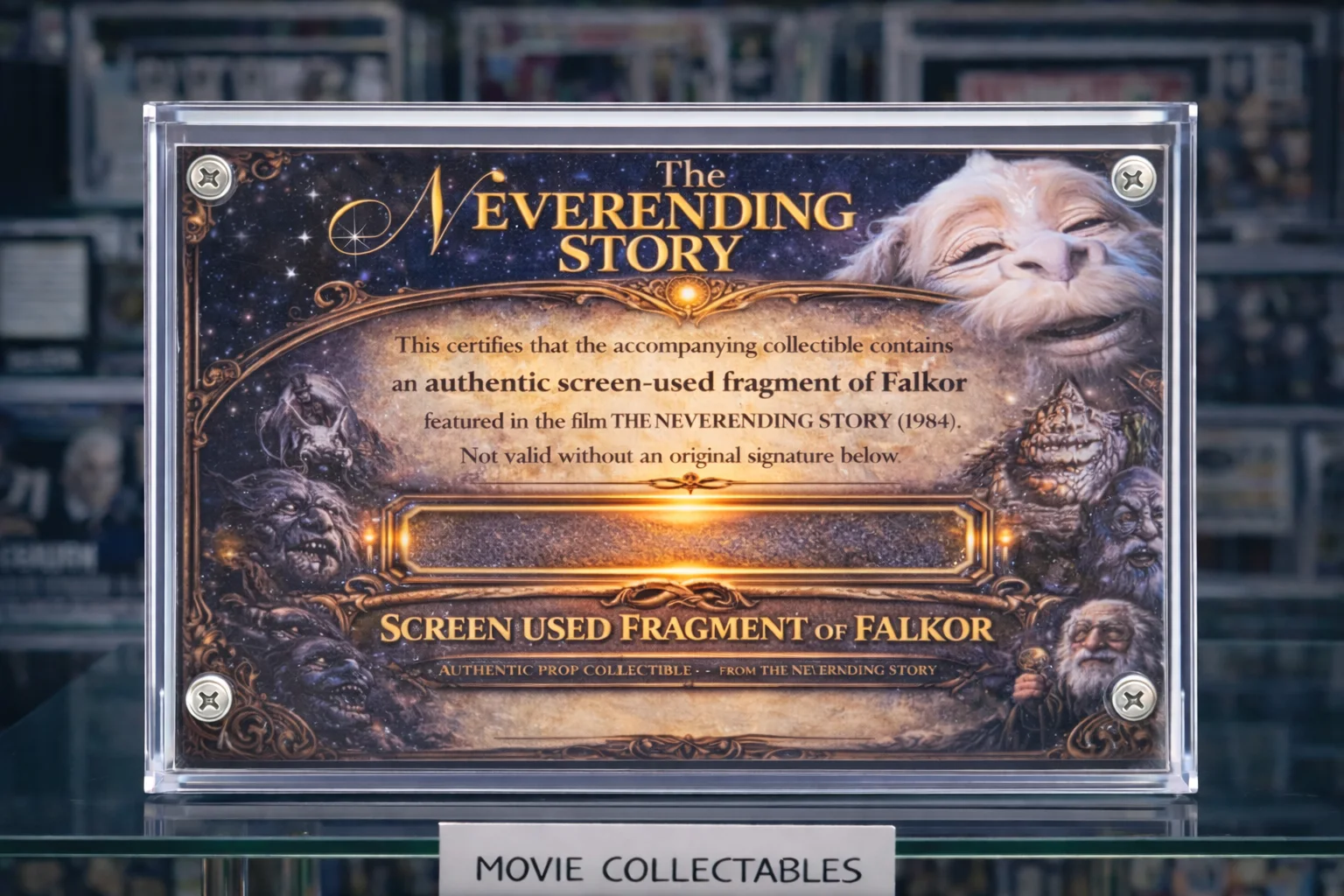 Screen-Used Falkor Fragment – The Never-ending Story Prop Display with COA |, image 2