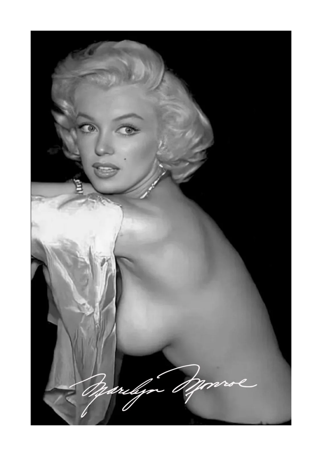 Marilyn Monroe topless repro signed mounted A4 poster Choice of frame, image 2