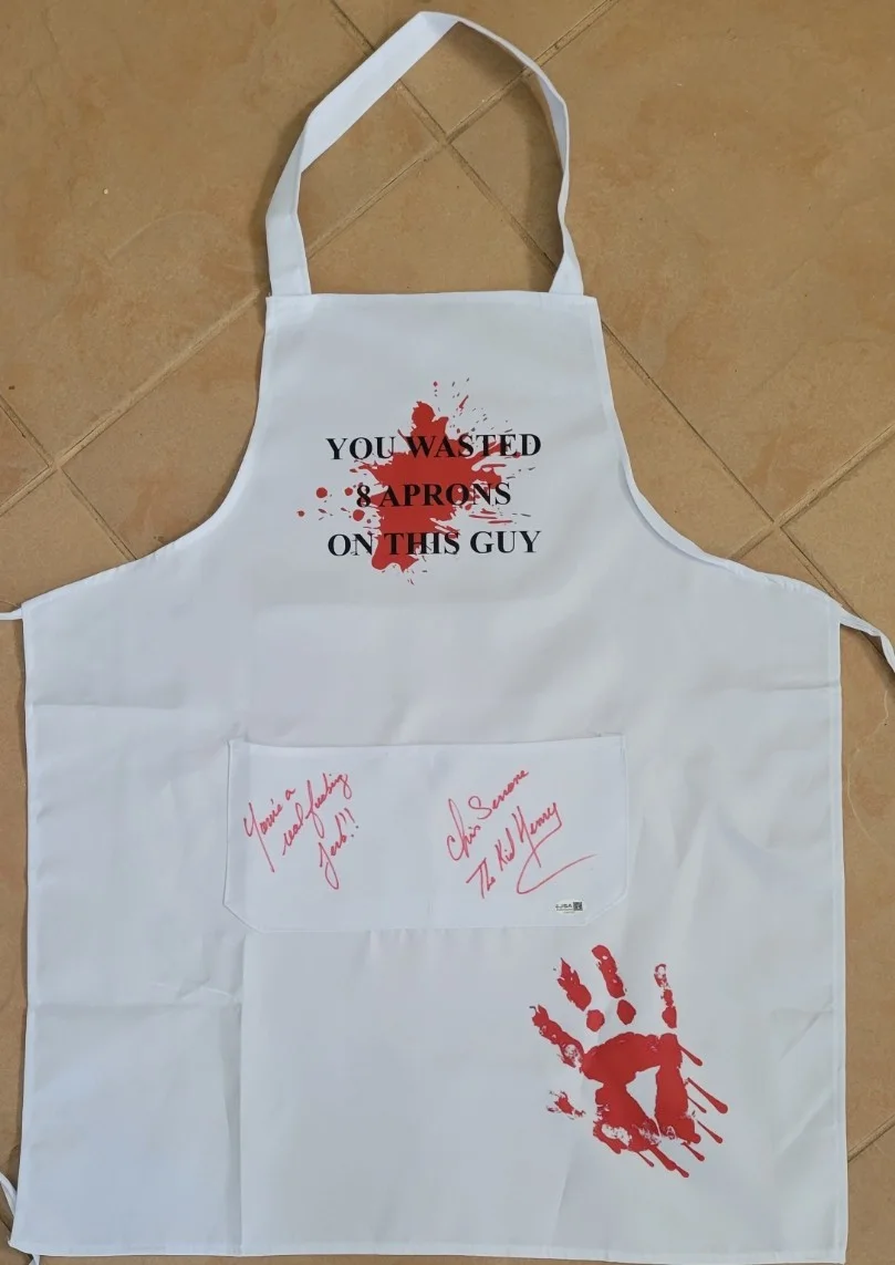 Christopher Serrone — Christopher Serrone signed blood stained apron Goodfellas Young Henry Hill JSA