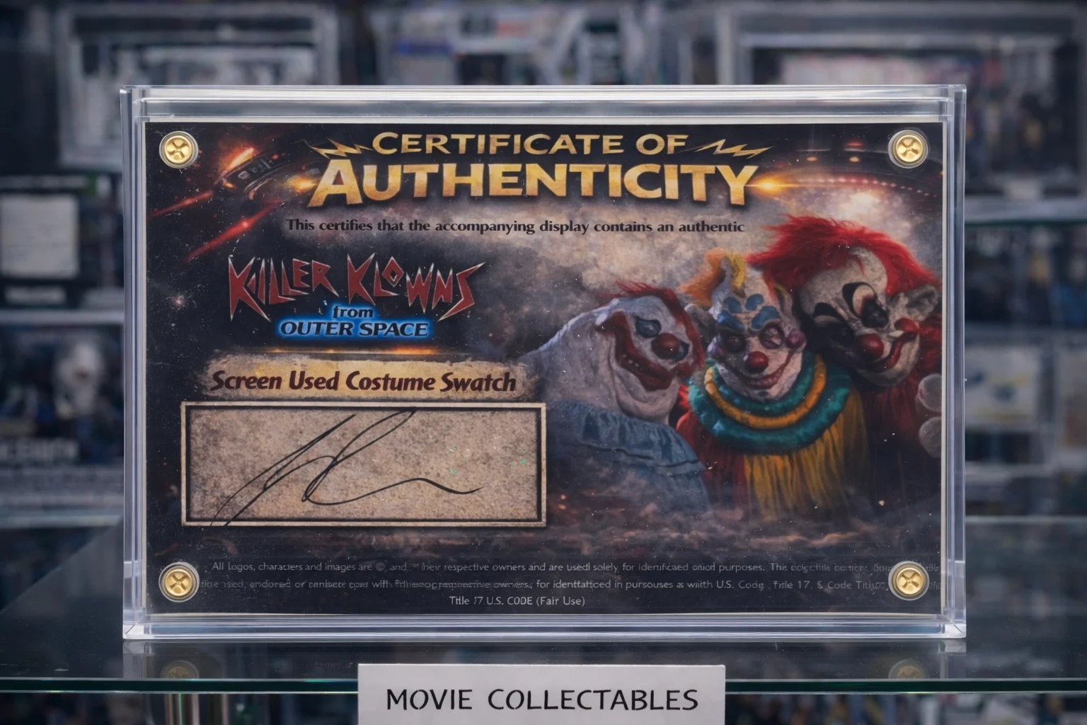 Screen-Used Killer Klowns Costume Swatch – Horror Cult Classic Prop Display COA, image 2
