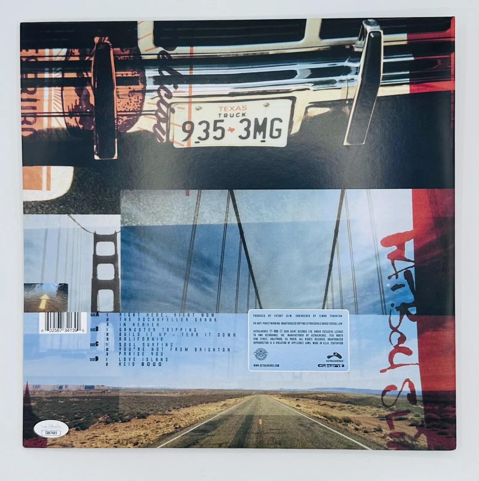 Fatboy Slim Signed You’ve Come A Long Way Baby LP Vinyl Record Album JSA COA, image 2