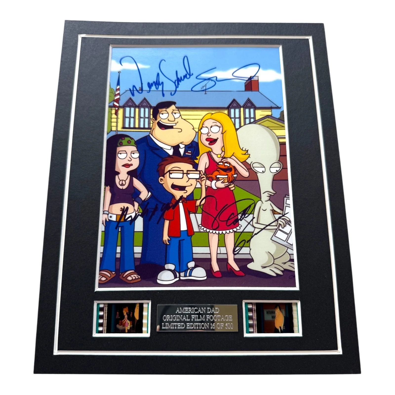 AMERICAN DAD CAST Signed PREPRINT FILM CELLS FRAMED TV SHOW GIFT INCLUDES COA, image 2
