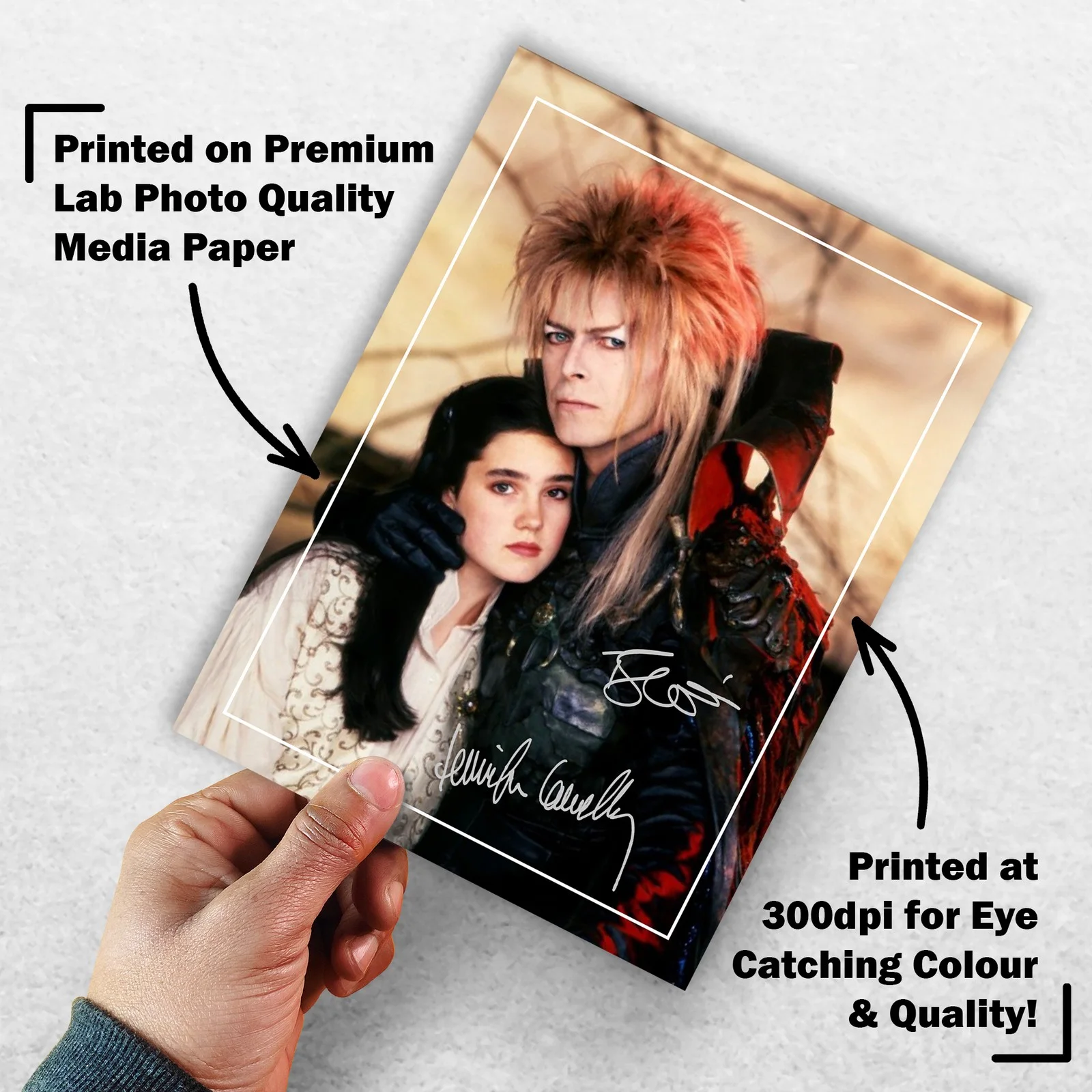 Bowie & Connelly Signed Labyrinth 8x6 Pre Printed Autograph Photo Memorabilia, image 3