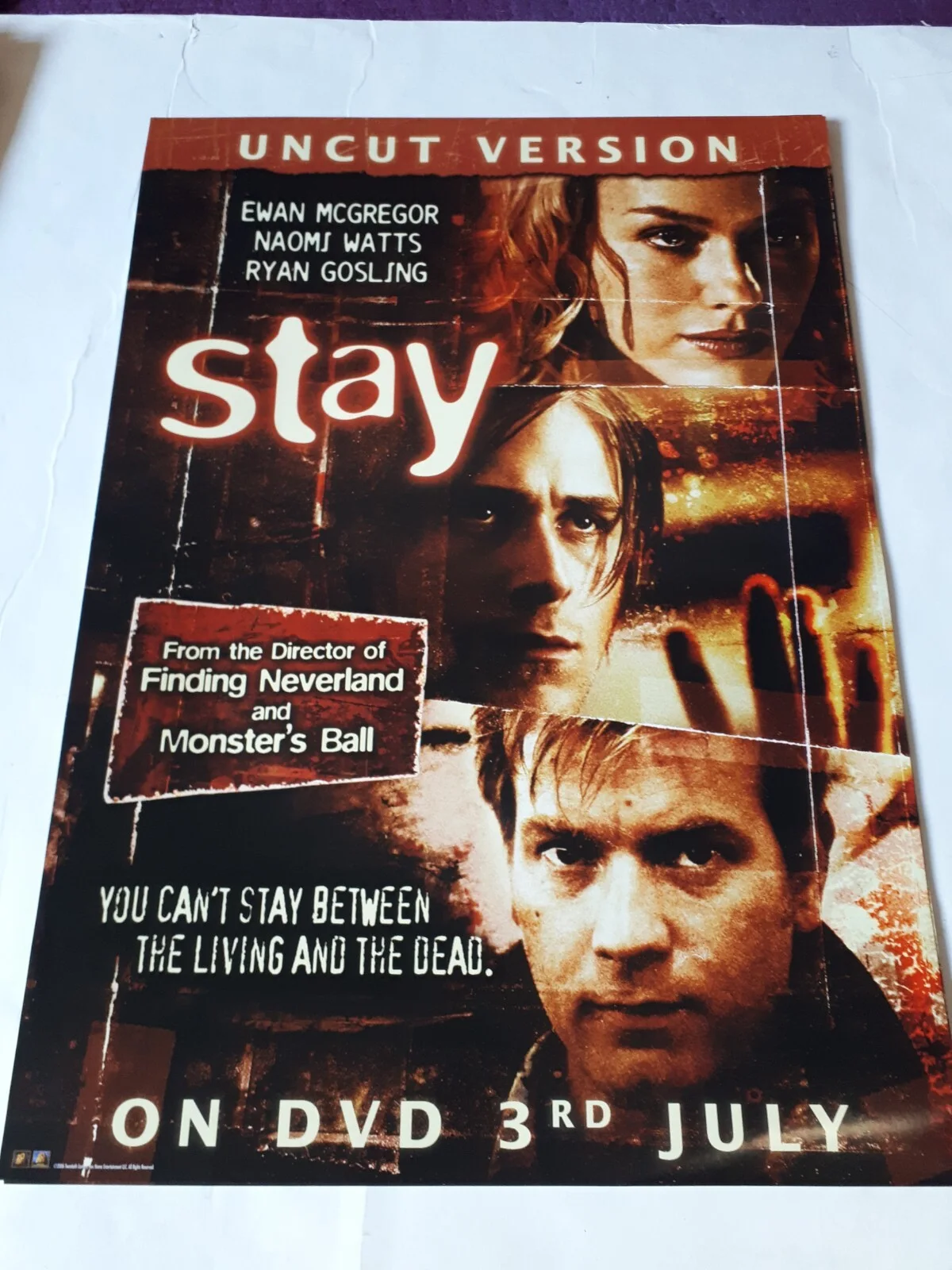 STAY 2005 RYAN GOSLING UK ORIGINAL VINTAGE POSTER DVD Video Shop 42x59.2cm, image 2