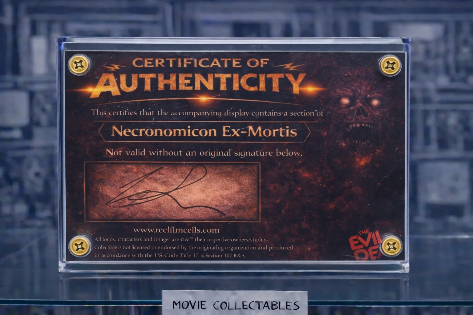 Screen-Used Necronomicon Fragment – The Evil Dead Movie Prop Display – COA, image 2