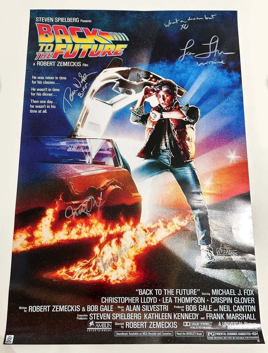 MICHAEL J FOX — MICHAEL J FOX + CAST Signed Back To The Future Movie Poster 27x40 - COA & PIC, изображение 2