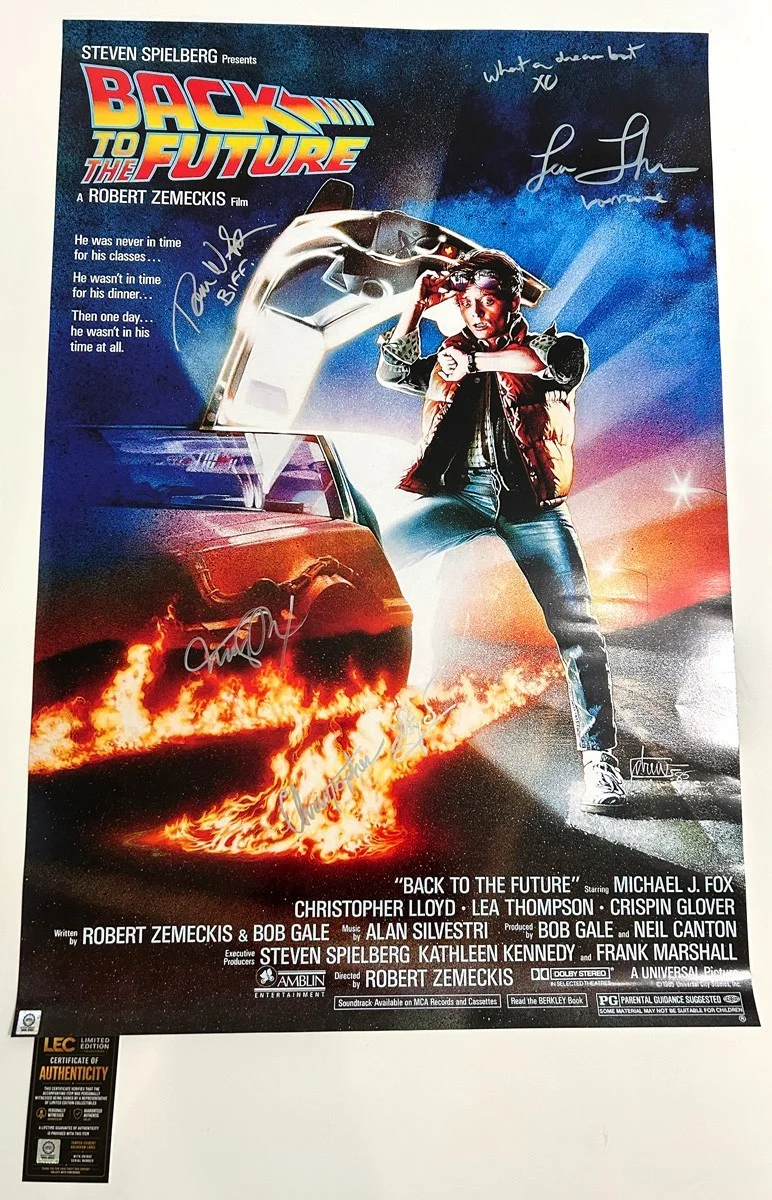 MICHAEL J FOX — MICHAEL J FOX + CAST Signed Back To The Future Movie Poster 27x40 - COA & PIC, изображение 5