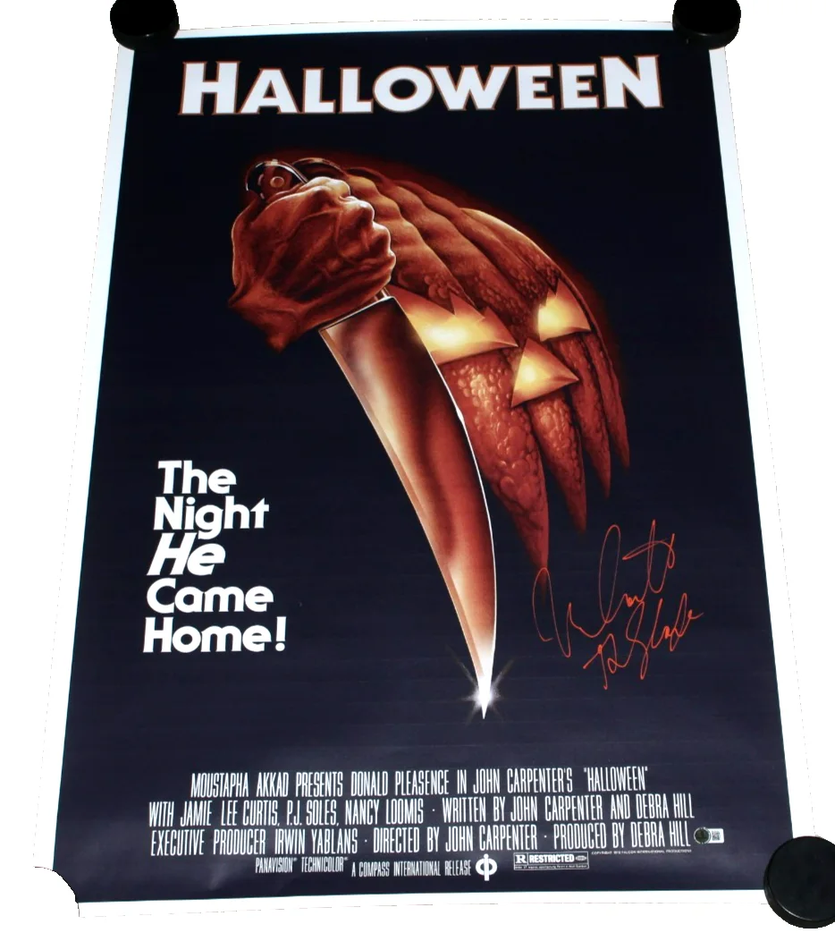 NICK CASTLE SIGNED 'HALLOWEEN' 27x40 F/S FULL-SIZE MOVIE POSTER BECKETT COA, image 4