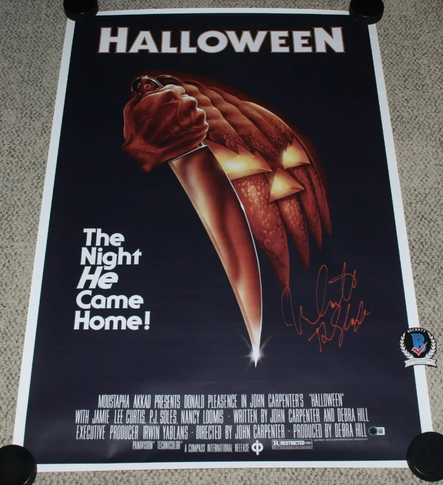 NICK CASTLE SIGNED 'HALLOWEEN' 27x40 F/S FULL-SIZE MOVIE POSTER BECKETT COA, image 5