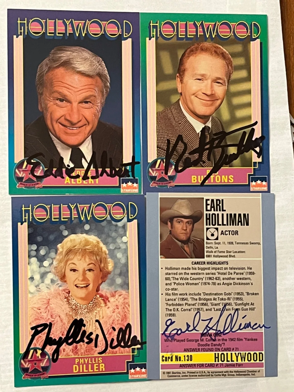 Eddie Albert — (4) Autographed Hollywood Walk of Fame Cards Lot #1
