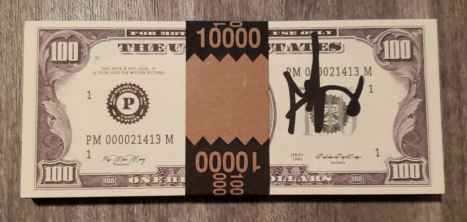 George Jung — George Jung Signed Movie Prop $10K Brick Of Money Blow Drug Smuggler Boston RAD