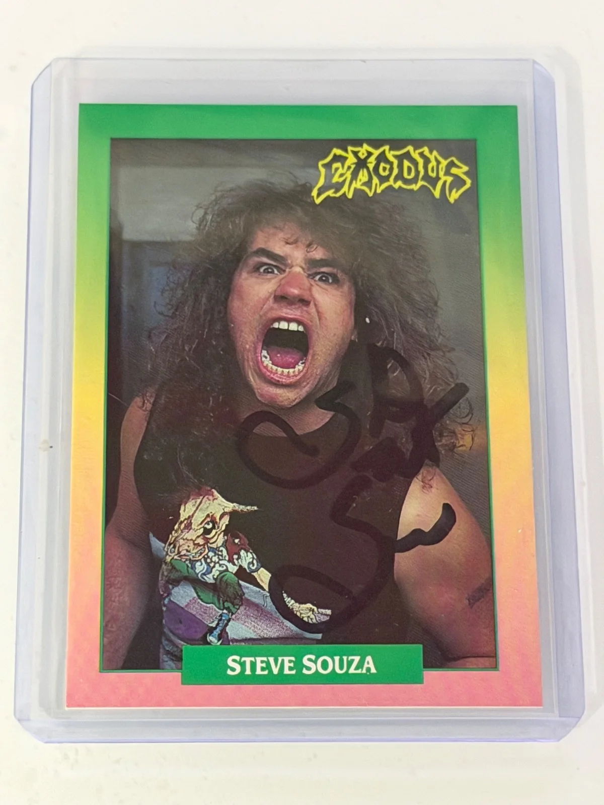 STEVE ZETRO SOUZA of EXODUS SIGNED 1991 BROCKUM ROCK CARD #85, image 3