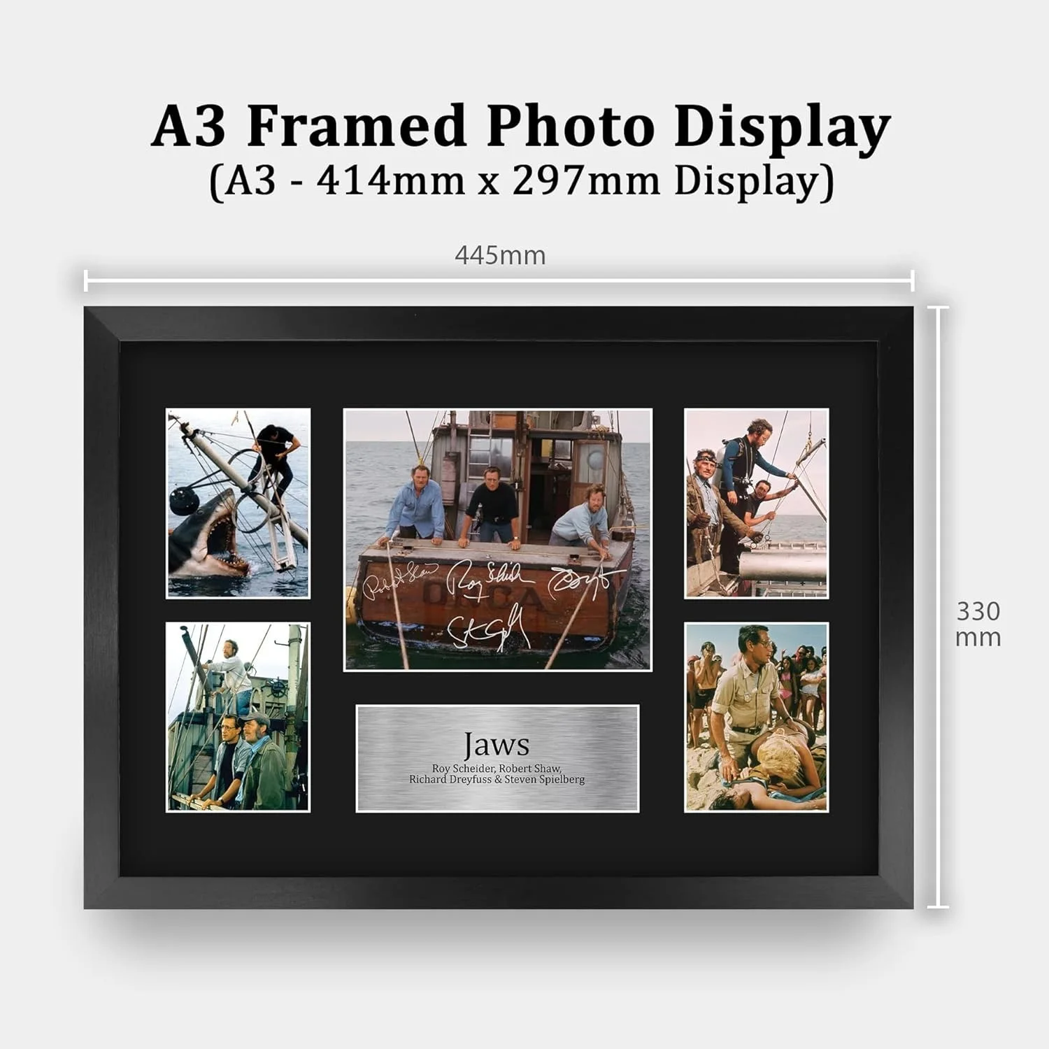 Movie Memorabilia Framed Autograph Display — Jaws Signed Autographed 16x12 Framed Montage - Ideal Gift for Movie Lovers, image 4