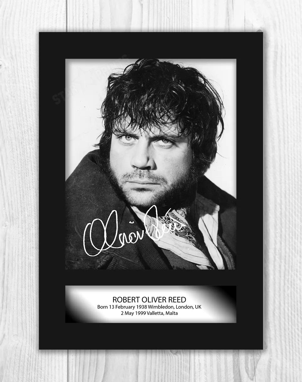 Oliver Reed A4 signed photograph poster Choice of frame, image 2
