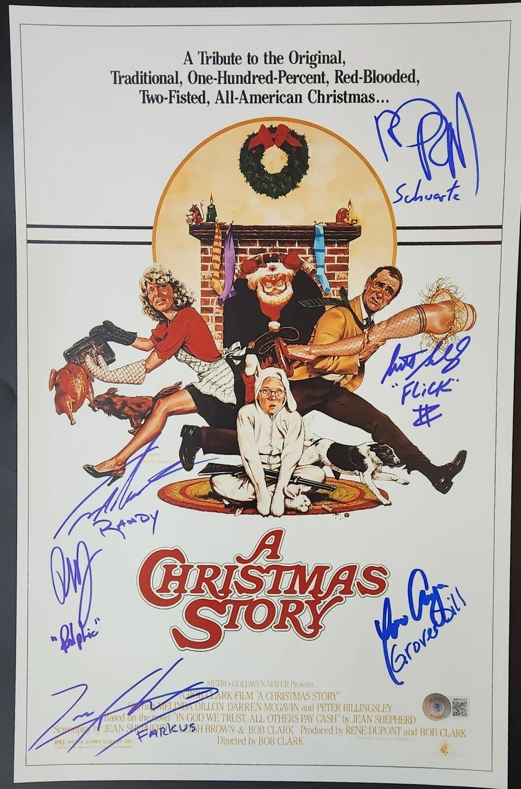 peter billingsley — Christmas Story Autographed Movie Mini Poster Beckett Hologram Peter Billingsley