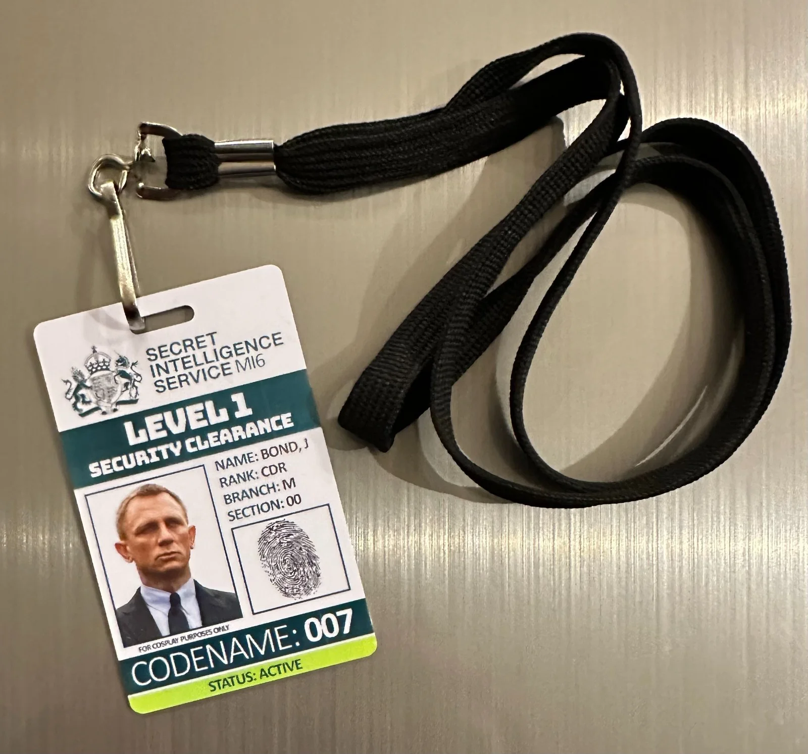 James Bond ID Badge | PVC Card | 007 | MI6 | SIS | Name Tag | Cosplay | Costume, image 2