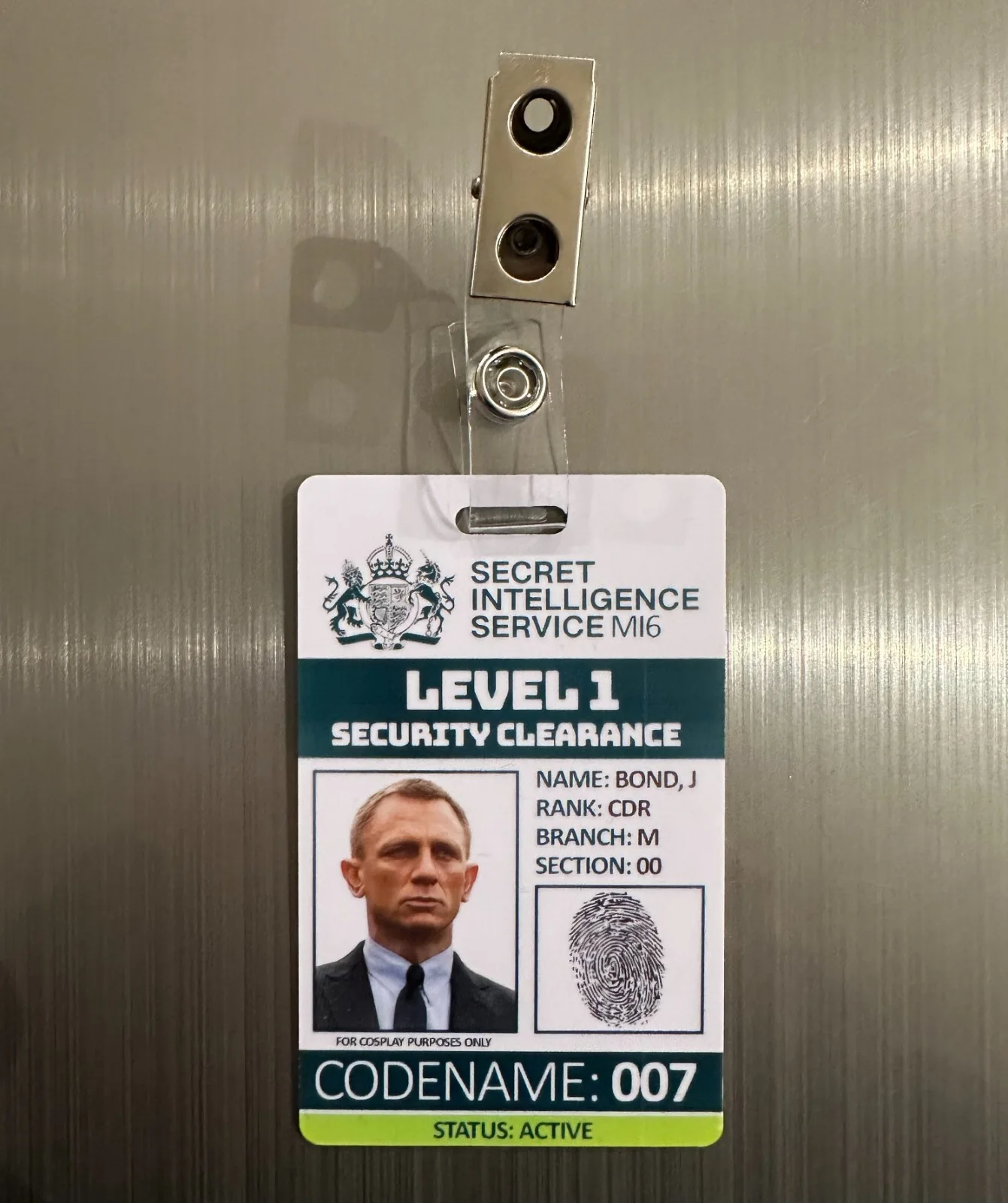 James Bond ID Badge | PVC Card | 007 | MI6 | SIS | Name Tag | Cosplay | Costume, image 5