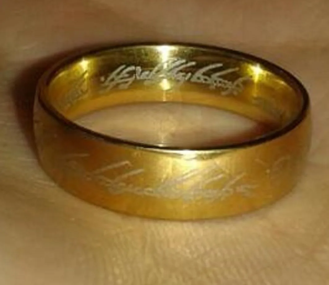 Gold Lord of the Rings One Ring Lucky Unisex LOTR New Zealand Wizard Spells Old, изображение 3