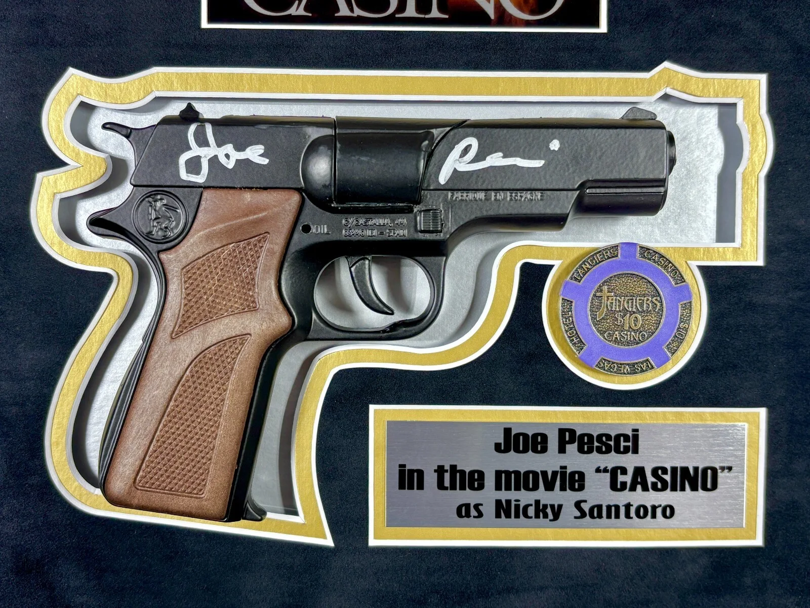 Joe Pesci Casino Movie Autographed Prop Gun Framed COA ASI Las Vegas Mafia, изображение 2