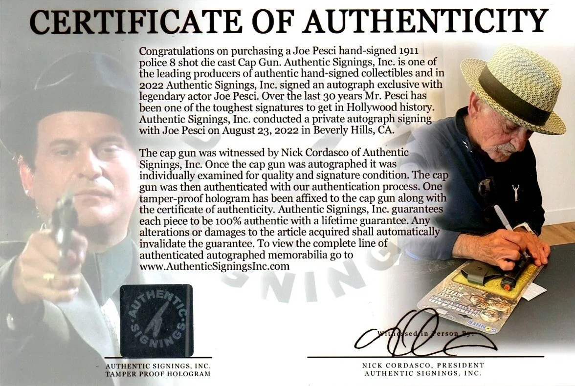 Joe Pesci Casino Movie Autographed Prop Gun Framed COA ASI Las Vegas Mafia, изображение 4