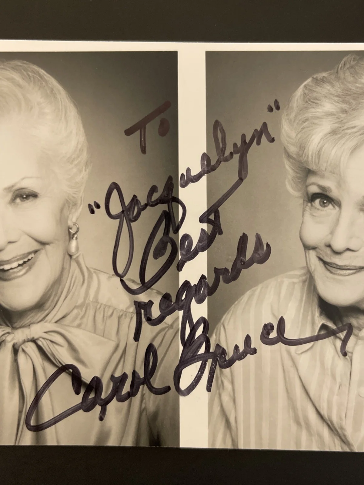 CAROL BRUCE: Hand Signed Celebrity Photo 4 x 7” / KSK, image 2