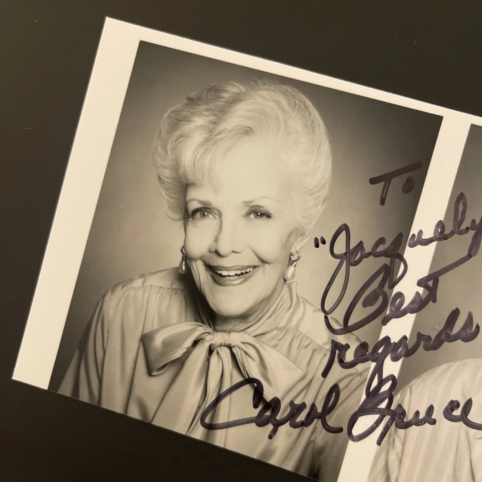 CAROL BRUCE: Hand Signed Celebrity Photo 4 x 7” / KSK, image 3