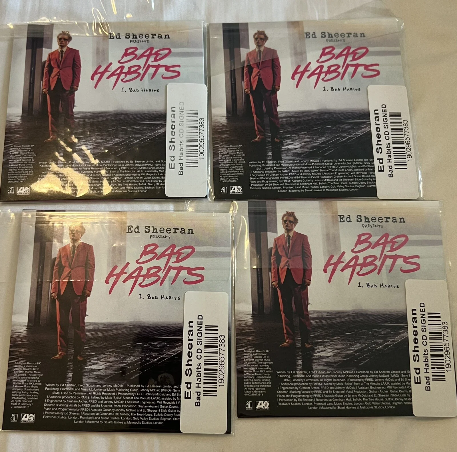 Ed Sheeran Bad Habits Hand Signed CD Single Autographed BRAND NEW SEALED RARE, image 2